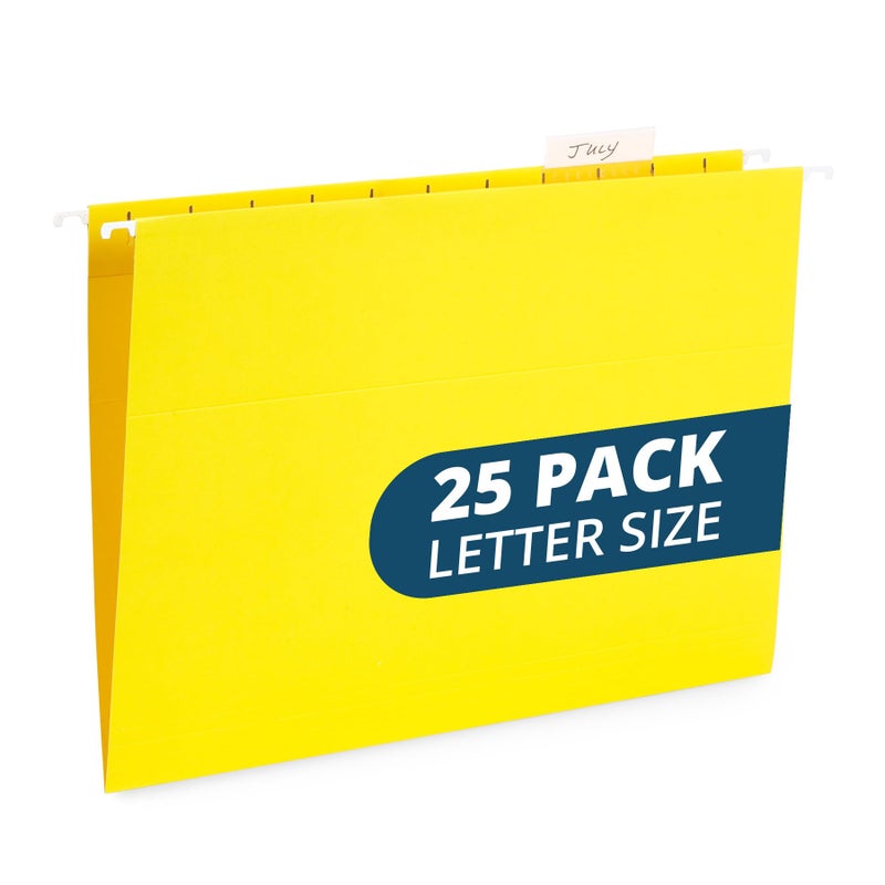 Blue Summit Supplies أقلام الملفات المعلقة من بلو سُمِت، 25 ملف معزز معلق، مصممة للاستخدام في المنزل والمكتب، تنظيم ملفات ملون، حجم رسالة، أصفر، 25 عبوة - Image 1